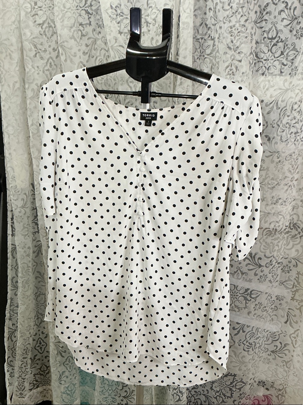🟤 Torrid Harper Polka Dot V-Neck Blouse